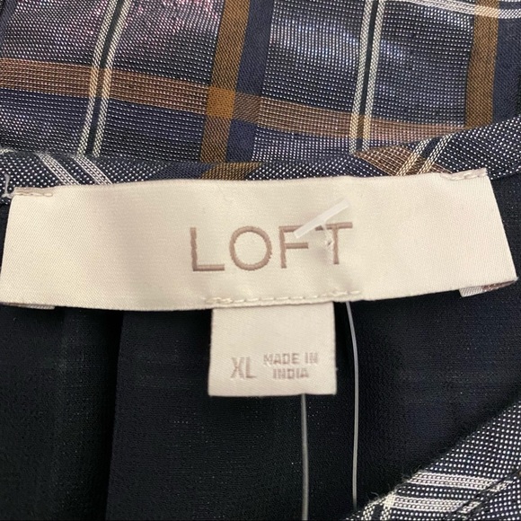 Loft plaid shimmer ruffle trim blouse size XL - Picture 14 of 16